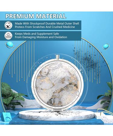 Portable Pill Organizer - Decorative 3-Compartment Medicine Dose Box Set (2 pcs) in Emerald Green Marble & Gray Marbling Gold - Ideal Travel Accessory & Unique Gift - Buy Online on GoSupps.com