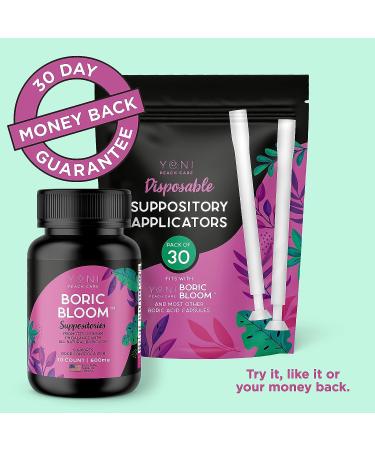 Boric Acid Suppositories & Applicator Bundle - 30 Suppository / 30 Applicators for Vaginal pH Balance, BV Odor Control & Feminine Care - Buy Online on GoSupps.com