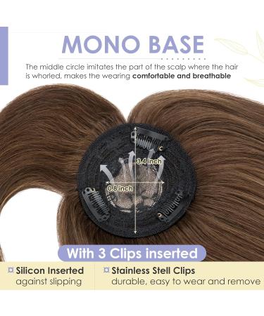 TESS Human Hair Toppers with Fringe Pony Clip in Hair Toppers for Thinning Hair Women Real Hair Mono Base Toupee Hair Topper for Women Human Hair 14 Inch #04 Medium Brown 14 Inch Medium Brown - Buy Online on GoSupps.com