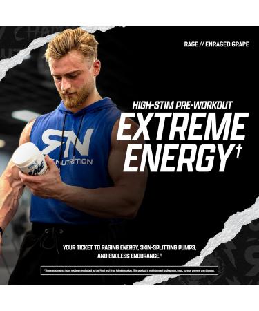 Rage Pre-Workout - 30 Servings | High-Stimulant Support for Energy Boost and Pump Enhancement | Citrulline Caffeine Anhydrous Green Tea Leaf (Enraged Grape) - Buy Online on GoSupps.com