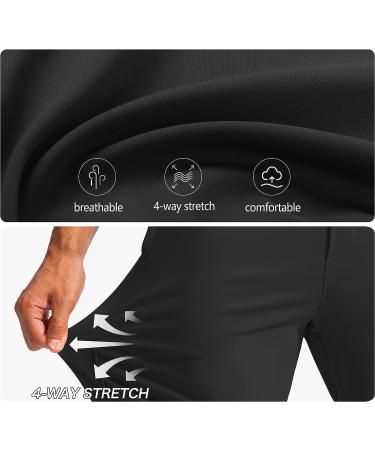 Pudolla Men's Golf Pants - Slim Fit Stretch Sweatpants with Zipper Pockets, Black, Medium - Buy Online on GoSupps.com