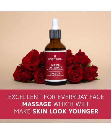 Orientana - Natural Face Oil Japanese Rose & Saffron | Vitamin A C & E | 100% Natural Vegan Anti Ageing Moisturiser | Hydrating Rejuvenating Brightening | Dry Mature & Acne Prone Skin - 50ml - Buy Online on GoSupps.com