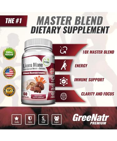 10-in-1 Mushroom Supplement for Immune Support & Energy Boost - 60 Capsules - Buy Online on GoSupps.com