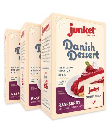 Junket Danish Dessert Raspberry Mix - for Raspberry Pie Filling, Cheesecake Topping, Sauces, Puddings, and Glazes. Easy! Add Water, Heat 60 Seconds, Add Fresh Fruit - Enjoy! 4.75 Ounce (Pack of 3)