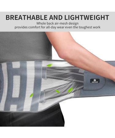ABYON Lower Back Support Belt - Air Mesh Adjustable Brace for Men and Women with Herniated Disc, Sciatica, Scoliosis - Size S 29.5-34.2'' - Grey-White - Buy Online on GoSupps.com