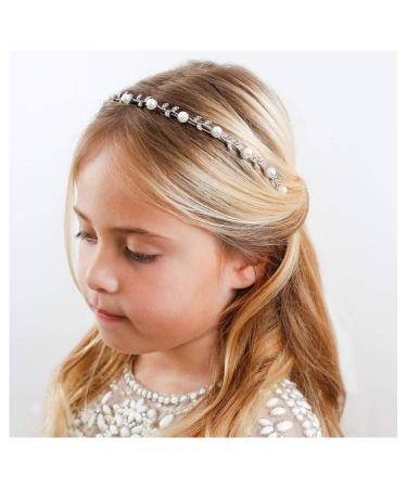 SWEETV Flower Girl Headpiece Silver Pearl Girls Headband for Wedding Princess Hair Accessories for Birthday Party  First Communion - Buy Online on GoSupps.com