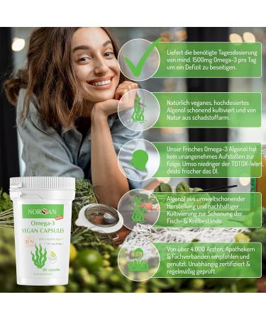 Norsan Premium Omega 3 Vegan Capsules 6 Pack | 1 700mg Omega 3 Daily Dose | 420mg EPA & 840mg DHA | Sustainable Algae Oil - Buy Online on GoSupps.com