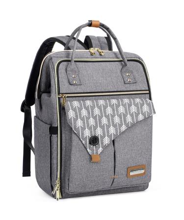 Lekebaby baby diaper backpack diaper bag with diaper pad separate diaper compartment and stroller belts multifunctional large capacity baby bag travel bag for on the go (gray) gray with diaper compartment