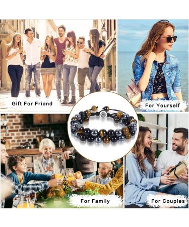 Buy 2 Pieces Tiger Eye & Obsidian Stone Bracelets | Lava Stone Essential Oil Diffuser Bracelets International Shipping - Buy Online on GoSupps.com