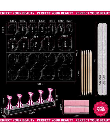 Teenitor Nail Adhesive Tabs with Nail Stand and Accessories - 20 Sheets Double Sided Glue Stickers, 2 Nail Files, 5 Orange Wood Sticks, Magnetic Fake Nail Holder - Buy Online on GoSupps.com