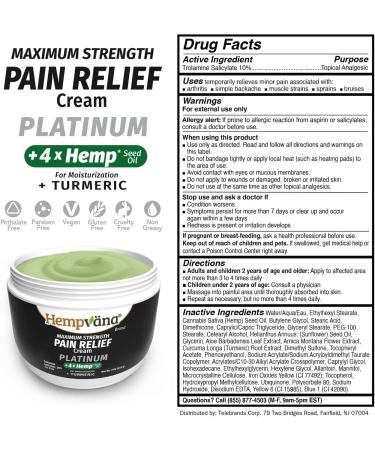 Hempvana Platinum Pain Cream 4oz - Fast Relief for Inflammation, Muscle & Arthritis - Buy Online on GoSupps.com