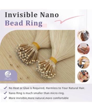Benehair Nano Ring Human Hair Extensions 22Inches Pre Bonded Keratin Fusion Stick Tip Iron Loop Link 50 strands 50g Straight Micro Bead Remy Hairpiece for Women #60 Platinum Blonde 22Inches Platinum Blonde - Buy Online on GoSupps.com