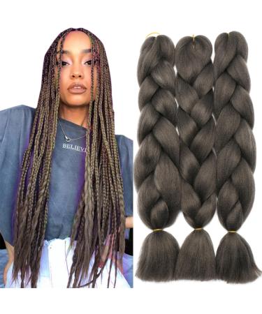 Tess Braids Extensions 60 cm Jumbo Braids KanCalon Kunsthaar for the single-laid box braids hair extension braid 100g/bundle of hair braids extension (1 piece-gray) 60 cm (1 piece) gray