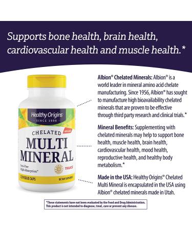 Healthy Origins Chelated Multi Mineral - Albion Minerals, 120 Veggie Caps (Pack of 2) - Boost Your Health! - Buy Online on GoSupps.com