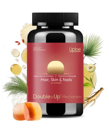 Upbe Hair Skin & Nails Gummies - 6000 mcg Biotin Vitamins & Minerals Supplement - Plant-Based Vegetarian No Artificial Flavors - Ginseng Herbs Gummy - 60ct