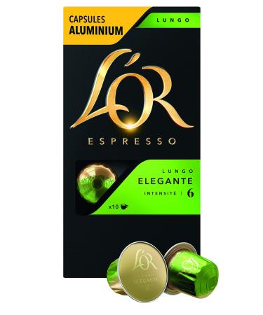 L'Or Espresso Café Lungo Elegante - Intensity 6 - 10 Aluminum Capsules Compatible with Nespresso®* Machines