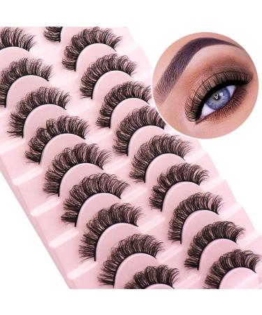 False Eyelashes Natural Lashes Mink Faux Russian Strip Lashes Fluffy 10 Pairs Volume Fake Eyelashes Extension(D03) D Curl-10pairs D03-Dassy