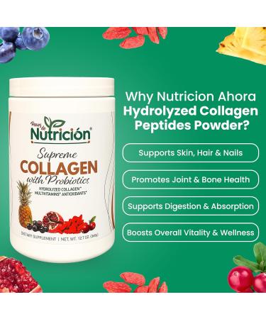 Hydrolyzed Collagen Peptides Powder 12.7 Oz - Pure Collagen Supplement with Probiotics & Multivitamins Collagen Protein Powder for Joint Support Hair Nails & Skin 12.07 Ounce (Pack of 1) - Buy Online on GoSupps.com