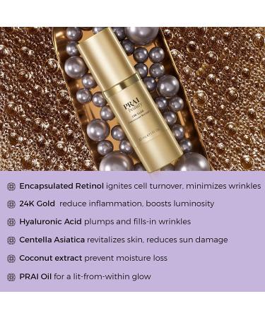 PRAI BEAUTY 24K Gold Concentrate Retinol+ - Gold Infused and Hyaluronic Acid for Maximum Skin Hydration - Anti-Aging Formula Reduces Fine lines and Wrinkles 30ml - Buy Online on GoSupps.com
