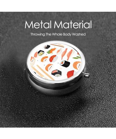 Sushi Pattern Pill Box - 3 Compartment Travel Organizer | Mini Round Medicine Case for Home & Office - Buy Online on GoSupps.com