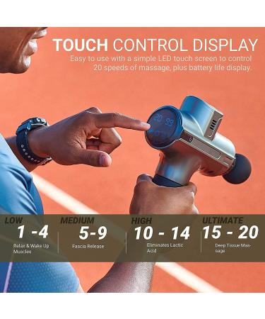 Deep Tissue Percussion Massager Gun for Athletes - 20 Speeds Power Motor Gray - 8 Massage Heads - Relieve Back, Neck, and Body Pain with Percussive Massage Technology - Buy Online on GoSupps.com