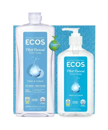 ECOS Non Toxic Dish Soap/Baby Dish Soap/Non Toxic Hand Soap/Biodegradeable Washable Cleaning Sponge/FREE Save the Planet Sticker ECOS Free & Clear Dish Soap/Hand Soap with FREE Reuseable Biodegradeable Cleaning Sponge & Bag