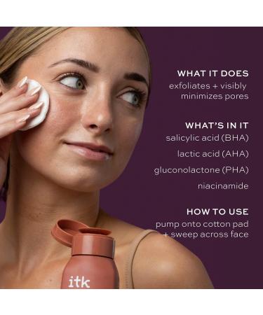 ITK Tri-Acid Facial Toner - Exfoliate & Brighten with AHA BHA PHA + Niacinamide - Minimize Pores & Dark Spots - 5 Fl Oz - Buy Online on GoSupps.com