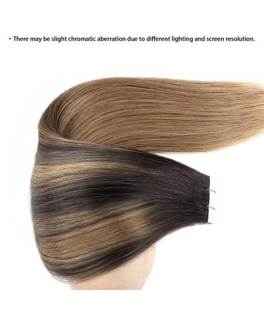 Buy Balayage Hair Tape In Extensions - Real Human Hair Invisible Double-Sided Chestnut Brown & Deep Dark Brown 50g 20 Pieces 45cm - Buy Online on GoSupps.com