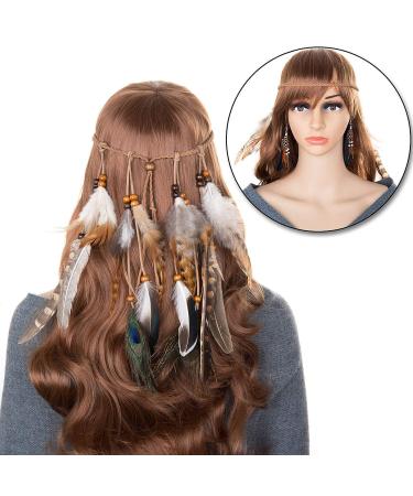 Buy Indian Headband | Czemo Boho Feather & Tassel Hairband for Women Hippie Peacock Style - Buy Online on GoSupps.com