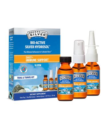 Sovereign Silver Bio-Active Silver Hydrosol for Immune Support - Colloidal Silver - Trial and Travel Kit