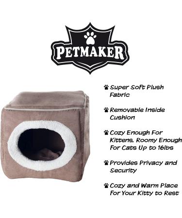 Petmaker Cat House Collection - Indoor Bed with Removable Foam Cushion - Dark Brown Cat Cave for Small Animals - Buy Online on GoSupps.com
