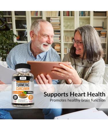 Kaya Naturals Turmeric with Bioperine - Mobility Support with 95% Standardized Curcuminoids - Curcumin - 1300mg Turmeric Capsules - 30 Capsules - Buy Online on GoSupps.com