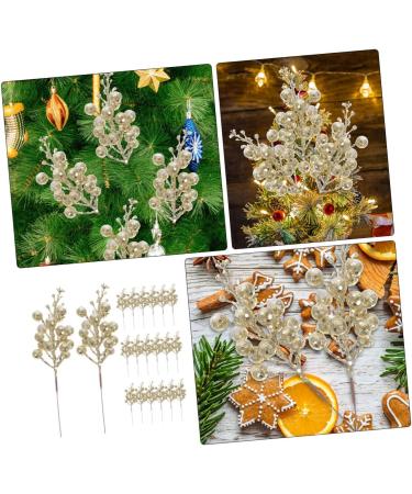 ABOOFAN 20pcs Christmas Imitation Berries Wreath Flower Garland Decor Christmas Berries Simulation Berries Branch Artificial Berry Branches Xmas Berries Christmas Tree Foam Accessories Golden 19X5X5CM - Buy Online on GoSupps.com