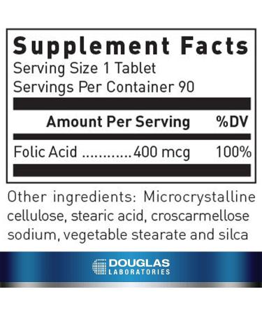 Douglas Laboratories Folic Acid 400 mcg - Support Energy & Pregnancy - 90 Tablets - Buy Online on GoSupps.com