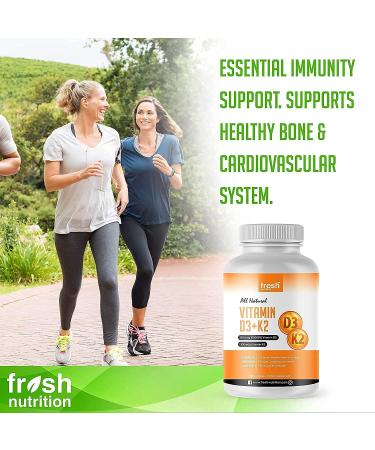 Plant Based Vegan Vitamin D3 + K2 Supplement - 5000iu/125mcg - Non GMO Gluten Free - 90 Capsules for 3 Month Supply - Optimal Absorption Formula for Adults - Buy Online on GoSupps.com