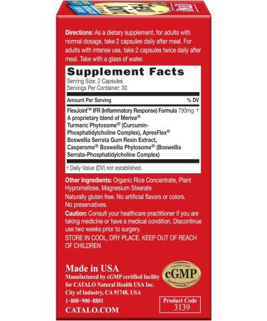 CATALO Extra FlexiJoint IFR Formula with Meriva Turmeric Phytosome ApresFlex & Casperome Boswellia 60 Capsules - Buy Online on GoSupps.com