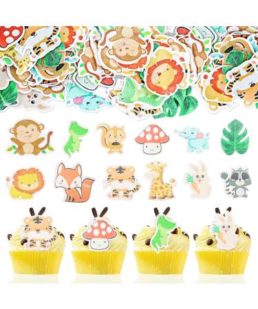 60 pieces of edible tortendeco animals eating papier Tortendendeco Birthday boy cupcake topper edible jungle tortendeko 1st birthday muffin decoration edible forest animal birthday decoration safari birthday decoration - Buy Online on GoSupps.com