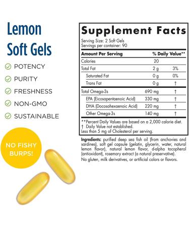 Nordic Naturals Omega-3 Lemon 690 mg - 180 Soft Gels | Premium Fish Oil - Buy Online on GoSupps.com