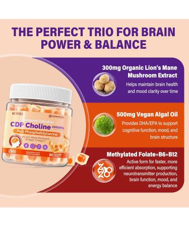 NEVISS Prenatal Vitamins for Women Multivitamin Gummies w/Methylfolate 1mg Choline Omega-3(DHA+EPA) Iron + Citicoline 1000mg CDP Choline Gummies & Phosphatidylserine 300mg - Buy Online on GoSupps.com