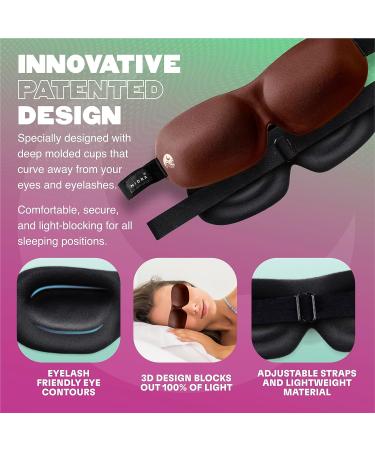 Nidra Sleep Mask for Men and Women - 3D Contoured Blackout Eye Mask for Deep Rest - Lightweight and Soft, Ideal for Side Sleepers - Brown - Buy Online on GoSupps.com