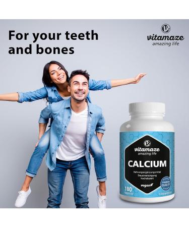Organic Vegan Calcium Tablets - 180 Tablets, 2028mg Calcium Carbonate - 3 Month Supply, No Additives - Buy Online on GoSupps.com