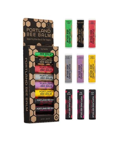 Portland Bee Balm All Natural Handmade Beeswax Based Lip Balm Complete Collection 9 Count