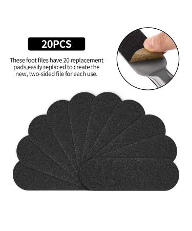 Pedicure Foot File Callus Remover Set - Stainless Steel Feet Rasp with 20 Reusable Pads for Cracked Skin - Foot Care Tool - Buy Online on GoSupps.com