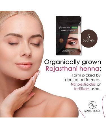 Marie-Jos & Co Henna Eyebrow Tint Medium Brown Dye - Long-Lasting, Water & Smudge Proof Powder for Spot Coloring - 5 Sachets (50 Applications) - Buy Online on GoSupps.com
