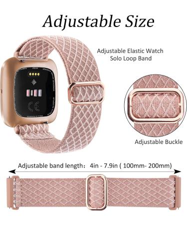 Vancle Elastic Bracelet for Fitbit Versa & Versa 2 - Adjustable Nylon Stretchable Replacement Band #Rosa - Buy Online on GoSupps.com