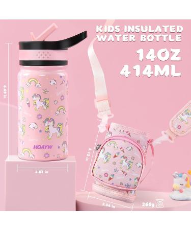 HQAYW Girls 14oz Stainless Steel Insulated Water Bottle - Leakproof BPA-Free Unicorn Tumbler for School and Sports - Buy Online on GoSupps.com