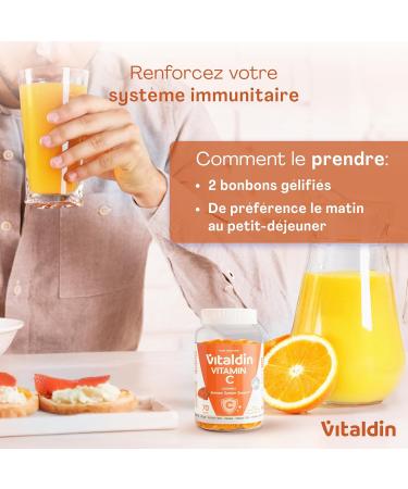 VITALDIN Gummies Vitamine C 240 mg par dose Enfants et adultes Renforce l immunit et r duit la fatigue V ganes sans sucre sans gluten Saveur orange 70 gummies - Buy Online on GoSupps.com