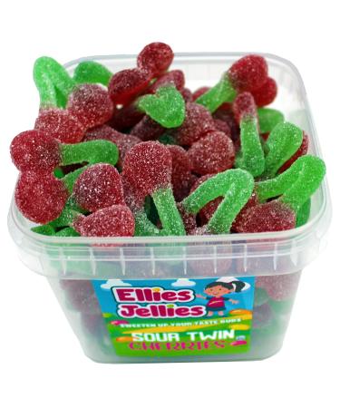 Ellies Jellies Halal Sour Twin Cherries 640g Square Tub