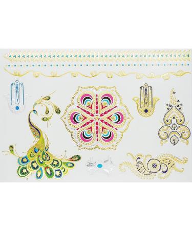 Metallic Temporary Tattoos 6 Sheets + Henna Tattoo Designs - Body Paint Kit - Buy Online on GoSupps.com