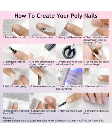 Lofuanna Poly Nail Gel Set - 60ml Blue Nail Extension Gel Kit | All-in-One with Slip Solution Nail Forms Brush & Glass Cup | Perfect for Beginners - Nail Art Design - Buy Online on GoSupps.com